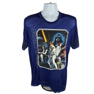 Star Wars A New Hope T-Shirt Mens Small Darth Vader Luke Blue Tee Mad Engine